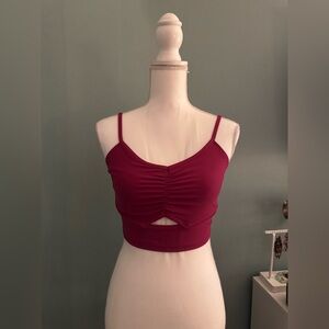 NWOT OLD NAVY SPORT BRA Ruched Red Wine Crop Tank Top Medium